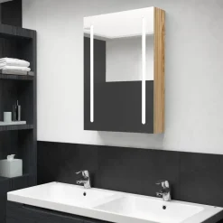 Badkamerkast met spiegel en LED 50x13x70 cm kleurig>vidaXL Outlet