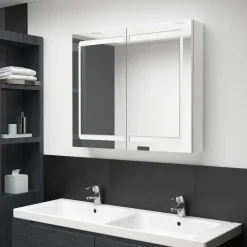 Badkamerkast met spiegel en LED 80x12x68 cm>vidaXL Best