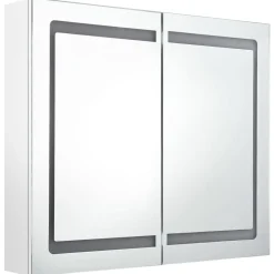 Badkamerkast met spiegel en LED 80x12x68 cm><noscript><img width=