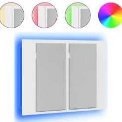 Kasten & Opbergmeubelen*vidaXL Badkamerkast met spiegel en LED 60x12x45 cm acryl Wit