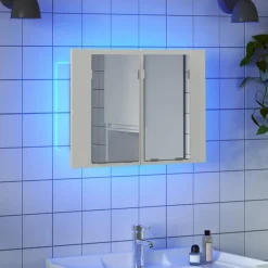 Kasten & Opbergmeubelen*vidaXL Badkamerkast met spiegel en LED 60x12x45 cm acryl Wit