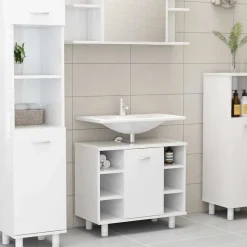 Meubelsets*vidaXL Badkamerkast 60x32x53,5 cm bewerkt hout hoogglans wit