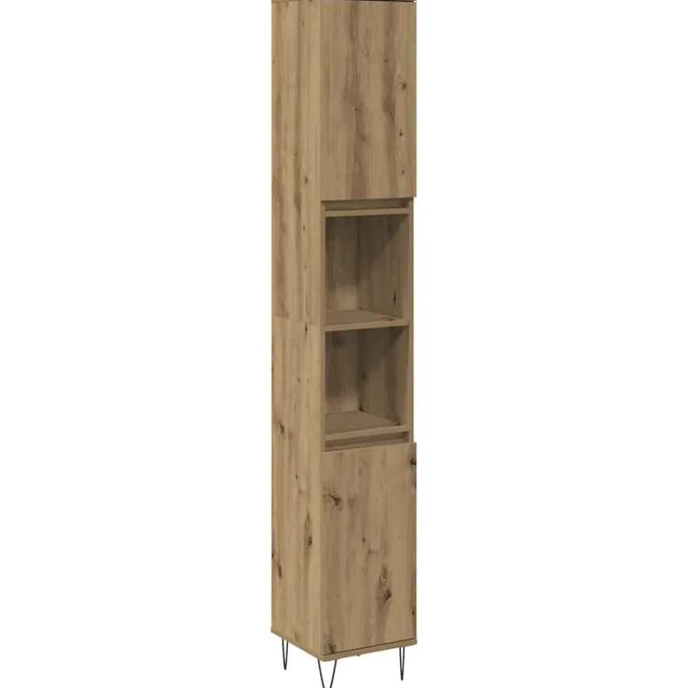 Badkamerkast 30x30x190 cm bewerkt hout>vidaXL