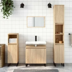 Meubelsets*vidaXL Badkamerkast 58x33x60 cm bewerkt hout kleurig Sonoma eiken