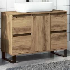 Kasten & Opbergmeubelen*vidaXL Badkamerkast 80x33x60 cm bewerkt hout artisanaal eikenkleurig