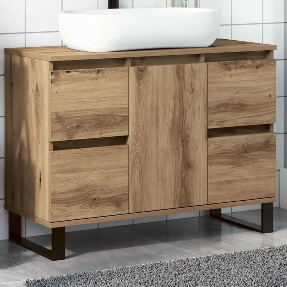 Kasten & Opbergmeubelen*vidaXL Badkamerkast 80x33x60 cm bewerkt hout artisanaal eikenkleurig