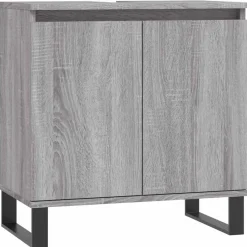 Meubelsets*vidaXL Badkamerkast 58x33x60 cm bewerkt hout eikenkleurig Grijs sonoma