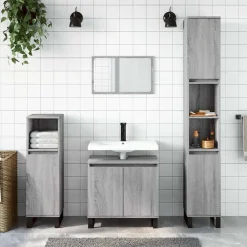 Meubelsets*vidaXL Badkamerkast 58x33x60 cm bewerkt hout eikenkleurig Grijs sonoma