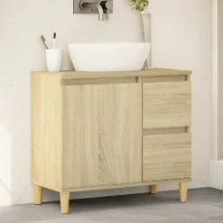 Badkamerkast 65x33x60 cm bewerkt hout kleurig>vidaXL Best