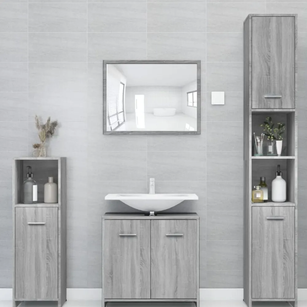 Meubelsets*vidaXL Badkamerkast 30x30x183,5 cm bewerkt hout eiken Grijs sonoma