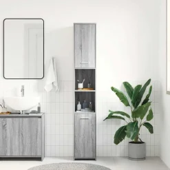 Meubelsets*vidaXL Badkamerkast 30x30x183,5 cm bewerkt hout eiken Grijs sonoma