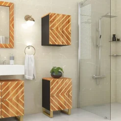 Kasten & Opbergmeubelen*vidaXL Badkamerkast 38x33,5x58 cm massief mangohout bruin en zwart