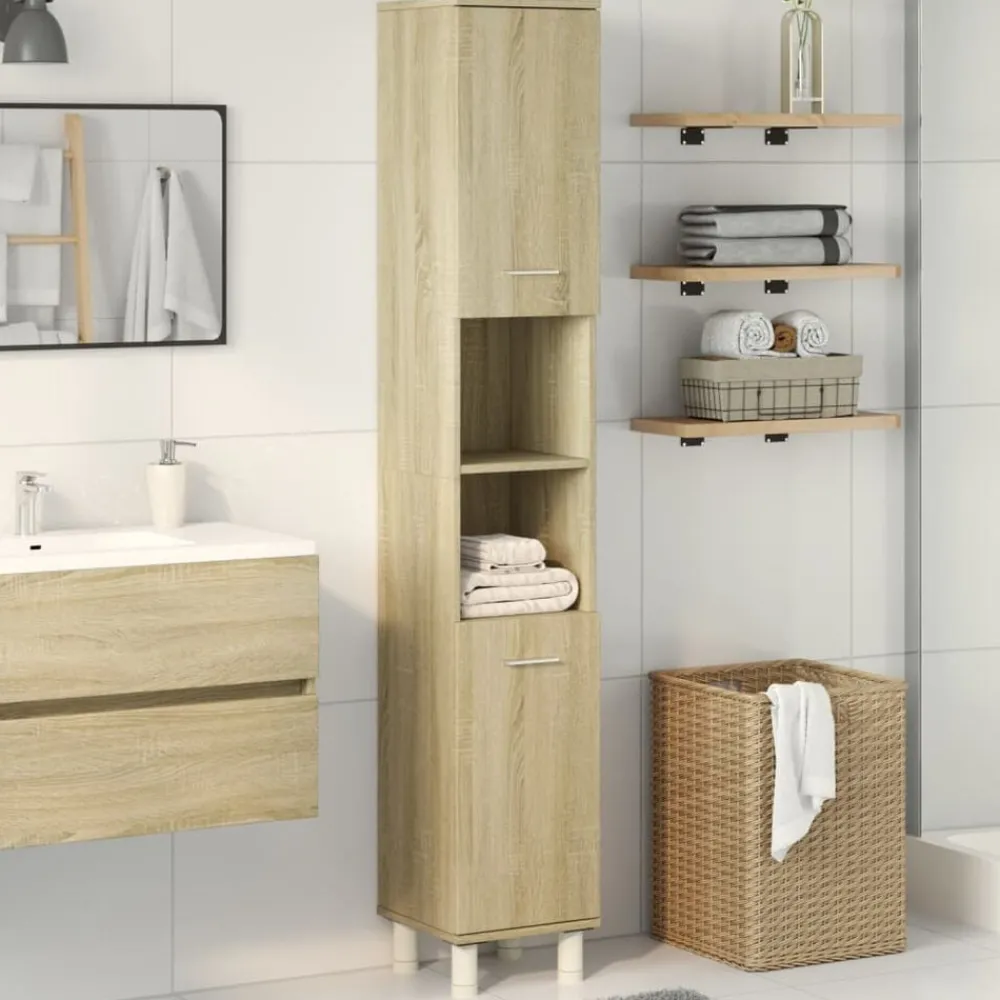 Badkamerkast 30,5x30x179 cm bewerkt hout kleurig>vidaXL Online
