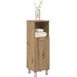 Badkamerkast 30x30x95 cm bewerkt hout artisanaal eikenkleur><noscript><img width=