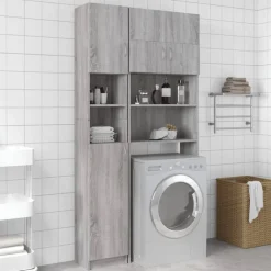 Meubelsets*vidaXL Badkamerkast 32x25,5x190 cm bewerkt hout eiken Grijs sonoma