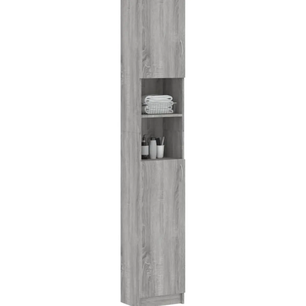 Meubelsets*vidaXL Badkamerkast 32x25,5x190 cm bewerkt hout eiken Grijs sonoma