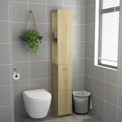 Meubelsets*vidaXL Badkamerkast 25x26,5x170 cm bewerkt hout kleurig Sonoma eiken
