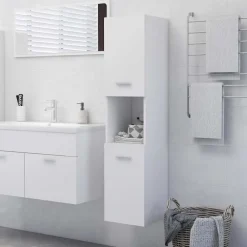Kasten & Opbergmeubelen*vidaXL Badkamerkast 30x30x130 cm bewerkt hout Wit