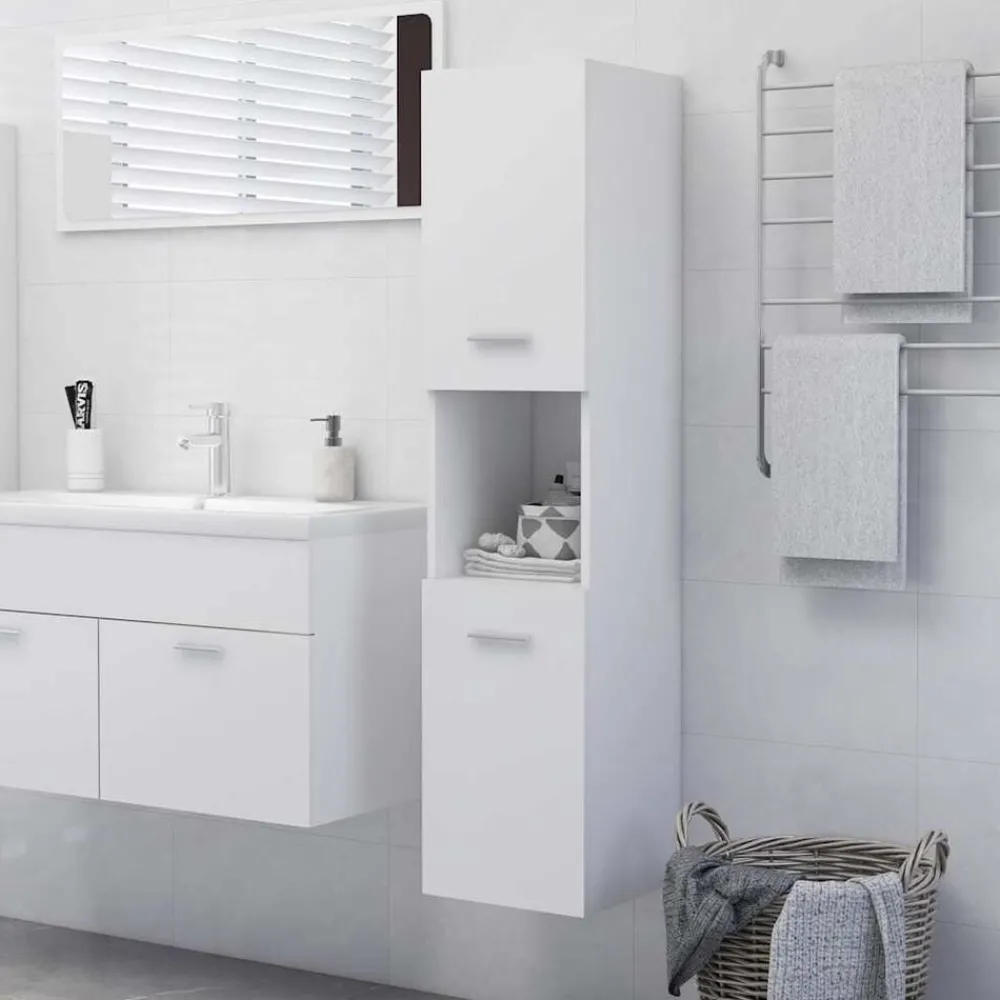 Kasten & Opbergmeubelen*vidaXL Badkamerkast 30x30x130 cm bewerkt hout Wit