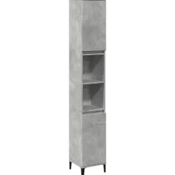 Badkamerkast 30x30x190 cm bewerkt hout betongrijs>vidaXL Outlet