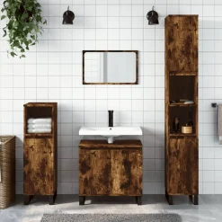 Badkamerkast 30x30x190 cm bewerkt hout kleurig>vidaXL Discount