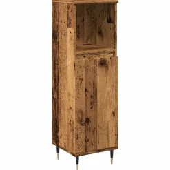 Badkamerkast 30x30x100 cm bewerkt hout kleurig>vidaXL Sale