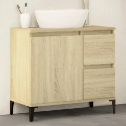 Kasten & Opbergmeubelen*vidaXL Badkamerkast 65x33x60 cm bewerkt hout kleurig Sonoma eiken