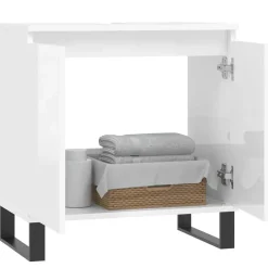 Meubelsets*vidaXL Badkamerkast 58x33x60 cm bewerkt hout Hoogglans wit