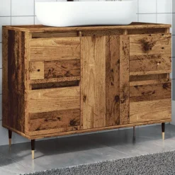 Badkamerkast 80x33x60 cm bewerkt hout kleurig>vidaXL Best