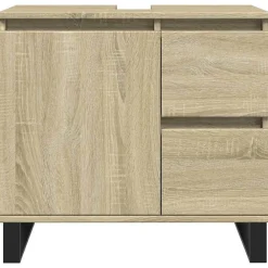 Meubelsets*vidaXL Badkamerkast 65x33x60 cm bewerkt hout kleurig Sonoma eiken