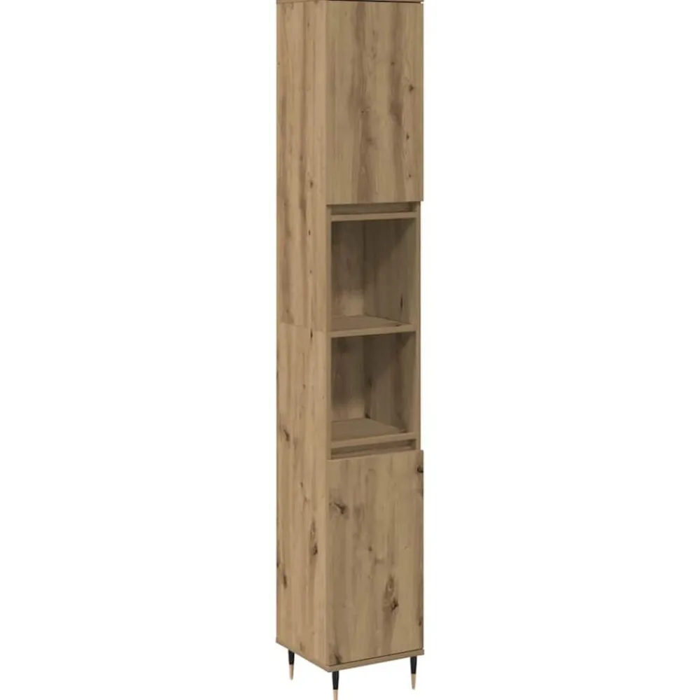 Badkamerkast 30x30x190 cm bewerkt hout>vidaXL Best
