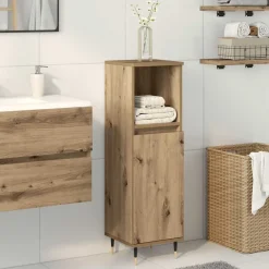 Meubelsets*vidaXL Badkamerkast 30x30x100 cm bewerkt hout artisanaal eikenkleurig