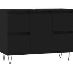 Meubelsets*vidaXL Badkamerkast 80x33x60 cm bewerkt hout Zwart