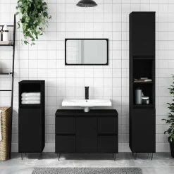 Meubelsets*vidaXL Badkamerkast 80x33x60 cm bewerkt hout Zwart