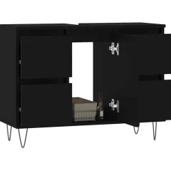 Meubelsets*vidaXL Badkamerkast 80x33x60 cm bewerkt hout Zwart