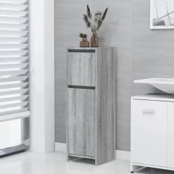 Meubelsets*vidaXL Badkamerkast 30x30x95 cm bewerkt hout eikenkleurig Grijs sonoma