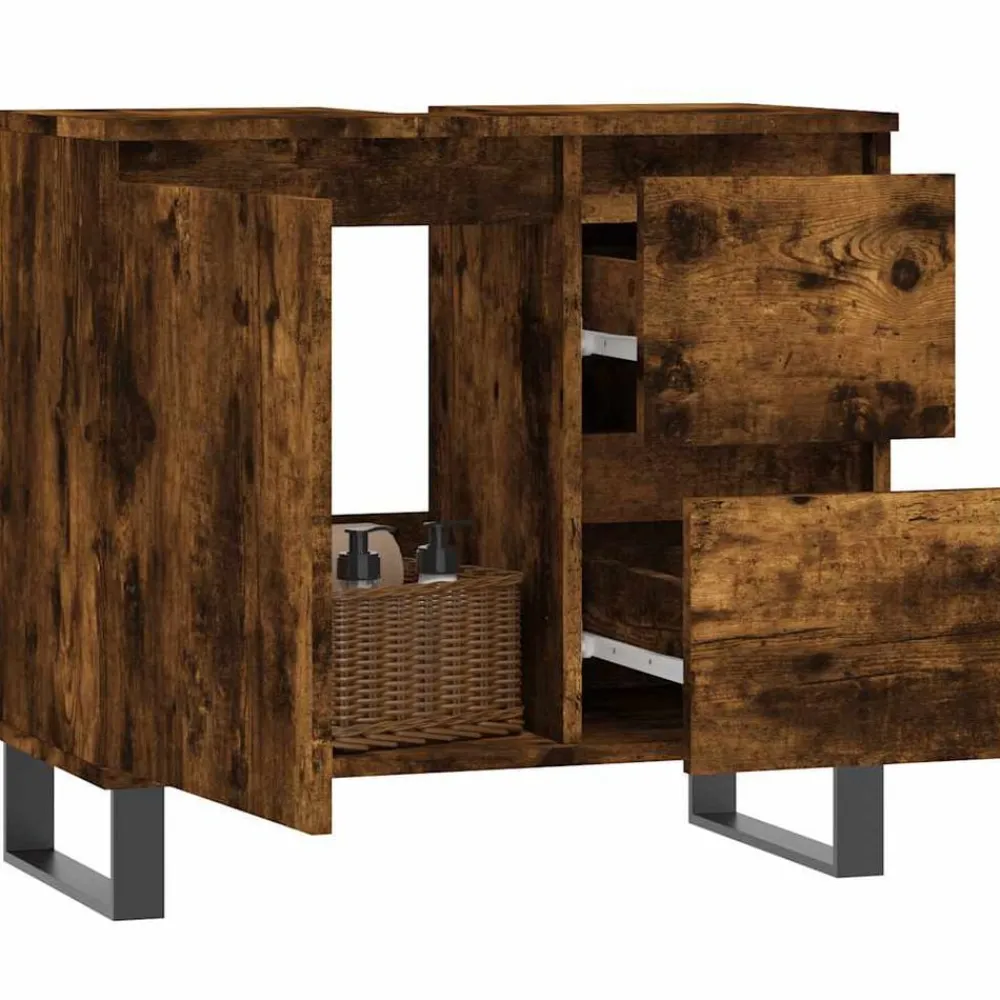 Badkamerkast 65x33x60 cm bewerkt hout kleurig>vidaXL Discount