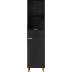Meubelsets*vidaXL Badkamerkast 38x33x160 cm massief mangohout zwart