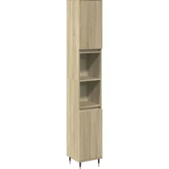 Badkamerkast 30x30x190 cm bewerkt hout kleurig>vidaXL Online