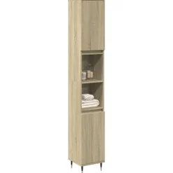 Badkamerkast 30x30x190 cm bewerkt hout kleurig>vidaXL Online