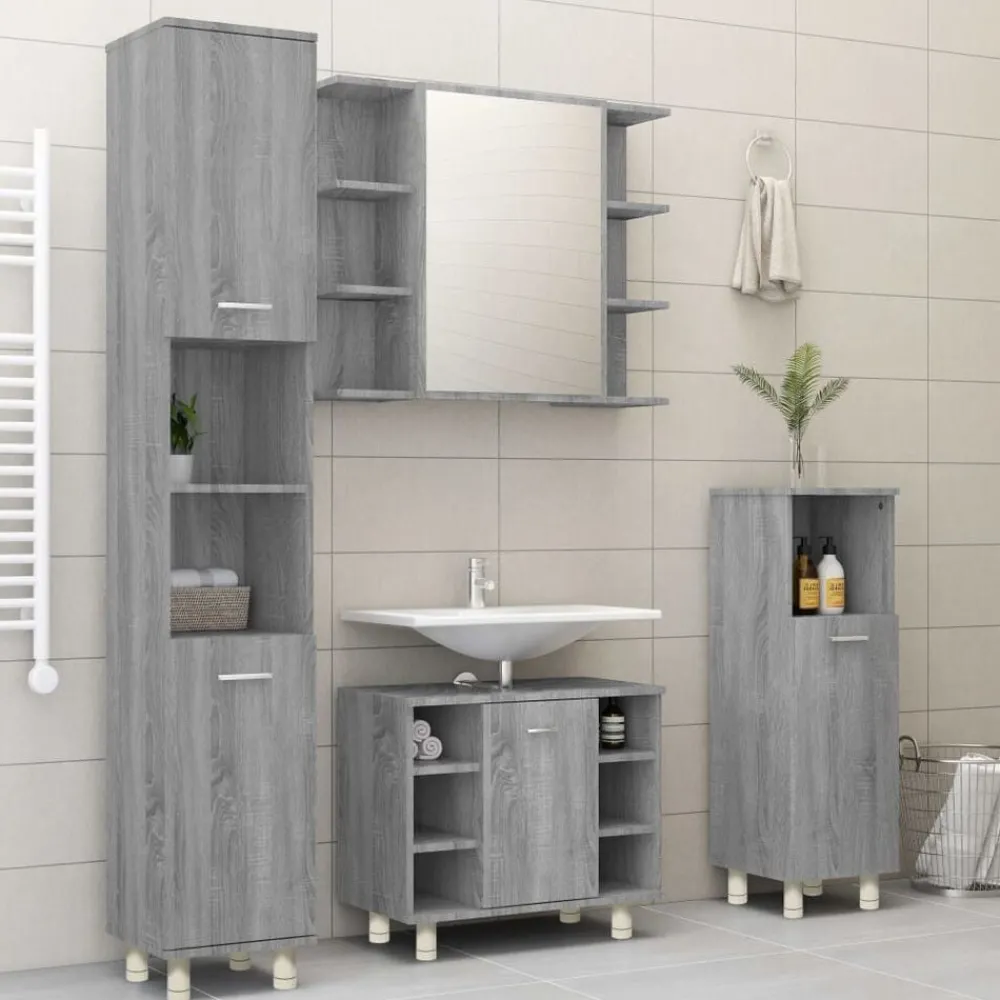 Badkamerkast 30x30x95 cm bewerkt hout eikenkleurig>vidaXL Best