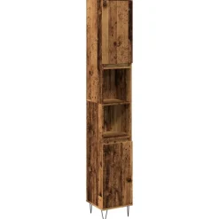 Badkamerkast 30x30x190 cm bewerkt hout kleurig>vidaXL