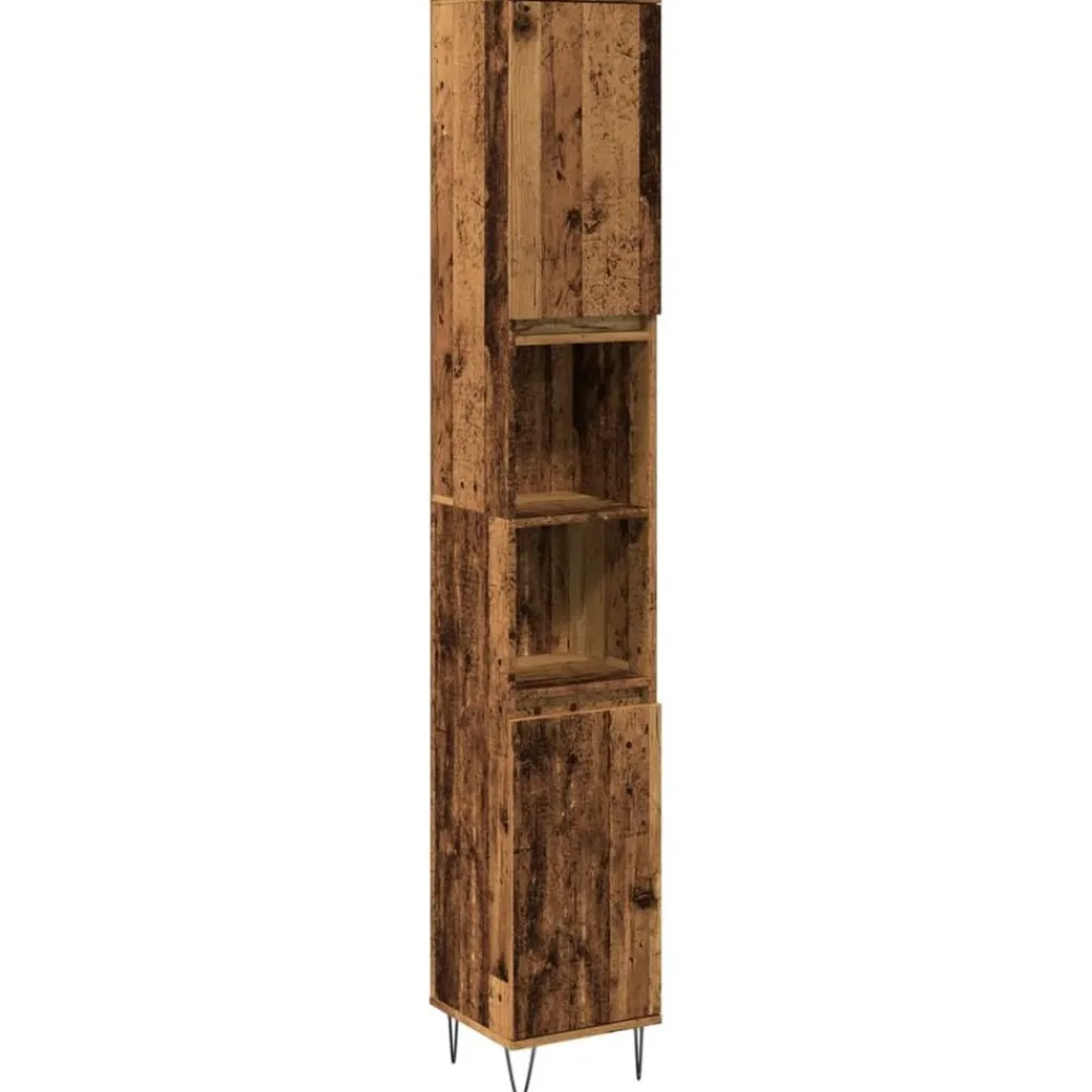 Badkamerkast 30x30x190 cm bewerkt hout kleurig>vidaXL