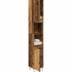 Badkamerkast 30x30x190 cm bewerkt hout kleurig>vidaXL