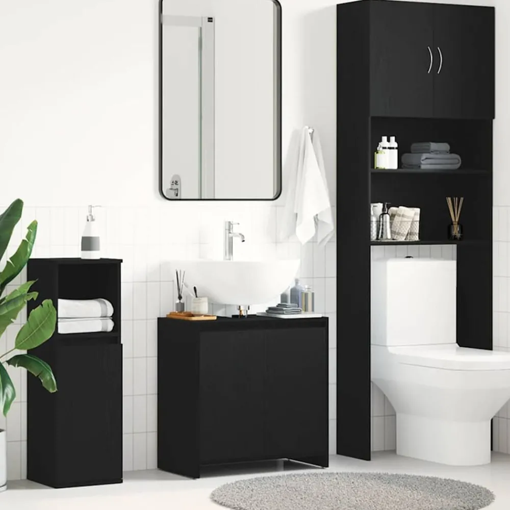 Meubelsets*vidaXL Badkamerkast 60x33x60 cm spaanplaat kleurig Zwart eiken
