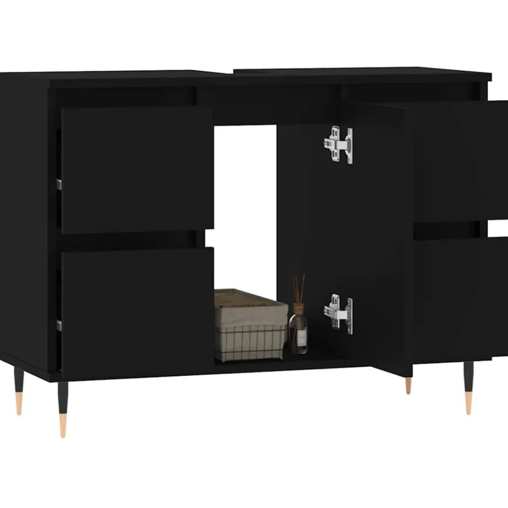 Meubelsets*vidaXL Badkamerkast 80x33x60 cm bewerkt hout Zwart