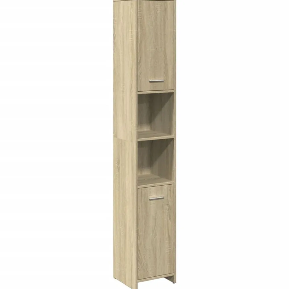 Meubelsets*vidaXL Badkamerkast 30x30x183,5 cm spaanplaat kleurig Sonoma eiken