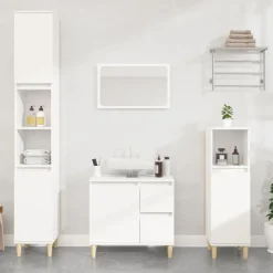 Kasten & Opbergmeubelen*vidaXL Badkamerkast 30x30x190 cm bewerkt hout Wit