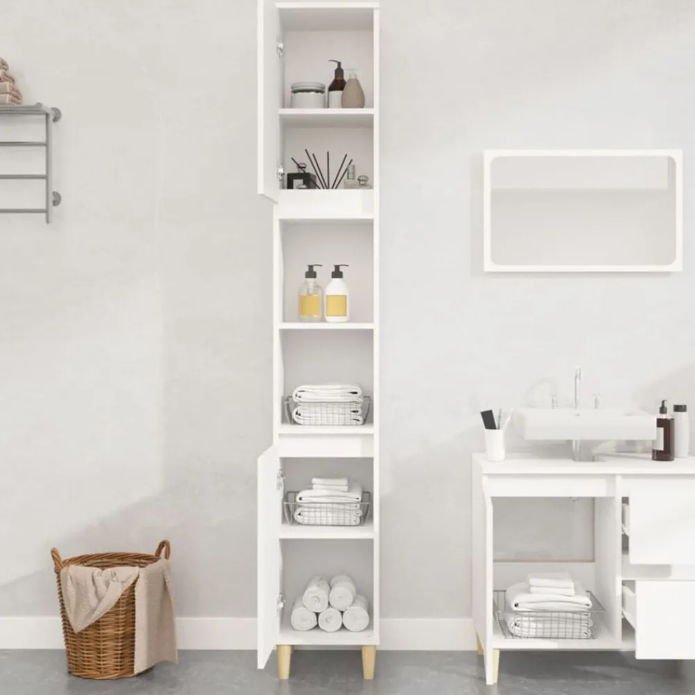 Kasten & Opbergmeubelen*vidaXL Badkamerkast 30x30x190 cm bewerkt hout Wit