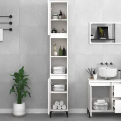 Kasten & Opbergmeubelen*vidaXL Badkamerkast 30x30x190 cm bewerkt hout Wit